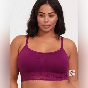 Torrid Lightly Lined Seamless Lace Band Bralette Pink Size 2X I38
